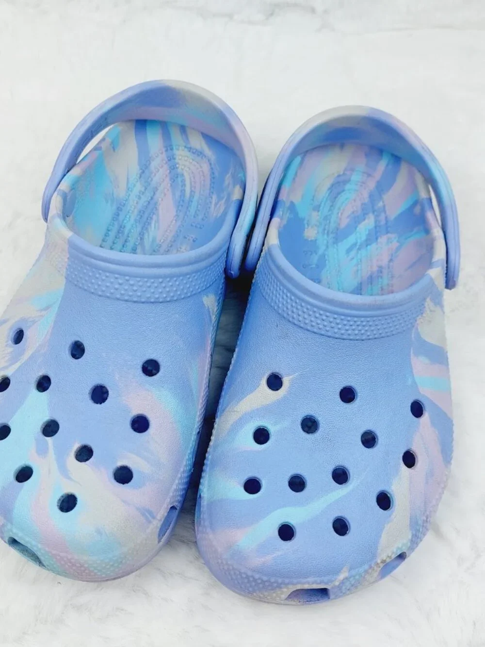 Crocs Girls' Moon Jelly Multicolor Classic Marbled Slip-On Clogs Size US 3